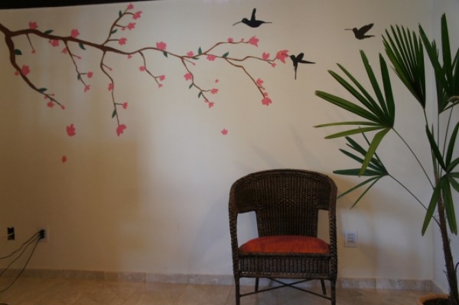 253 Muurschildering Kolibries